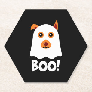 Dessous-de-verre En Papier Chien d'Halloween Boo