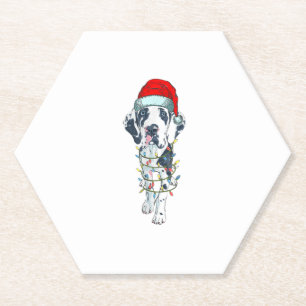 Dessous-de-verre En Papier Chien drôle Grand Danse Noël Noël Noël Chapeau Noë