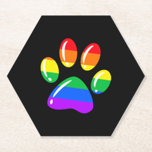 Dessous-de-verre En Papier Chien Empreinte de patte arc-en-ciel Paw LGBT Prid