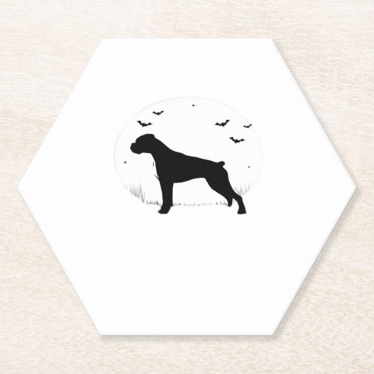 Dessous-de-verre En Papier Chien � Halloween Lune Silhouette Classique T-Sh (Devant)