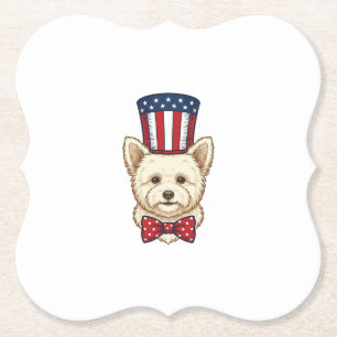 Dessous-de-verre En Papier Chien patriotique chapeau haut de forme vintage ve