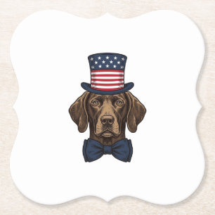 Dessous-de-verre En Papier Chien Patriotique Gravure Vintage Design de T-Shir