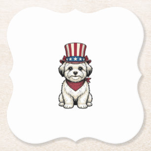 Dessous-de-verre En Papier Chien Patriotique Gravure Vintage Design Vectoriel