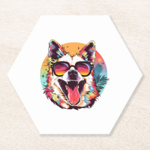 Dessous-de-verre En Papier chien plage été chien chaise