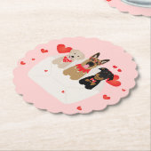 Dessous-de-verre En Papier Chiens Dans L'Amour Enveloppe (Incliné)