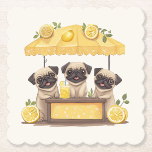 Dessous-de-verre En Papier Chiens de carlin Stand de Lemonade