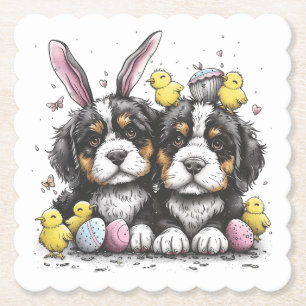 Dessous-de-verre En Papier Chiens de montagne bernois de Pâques