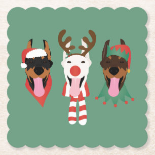 Dessous-de-verre En Papier Chiens de Noël Dobermann