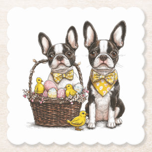 Dessous-de-verre En Papier Chiens de Pâques Boston Terrier