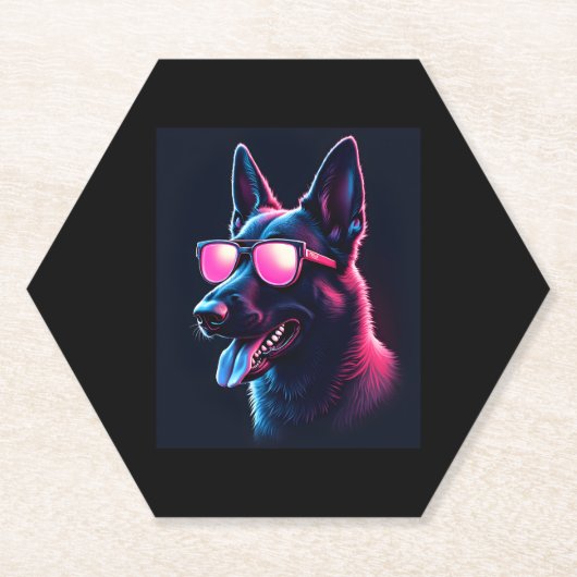 Dessous-de-verre En Papier Chiens Malinois belges T-shirt Malinois (Devant)