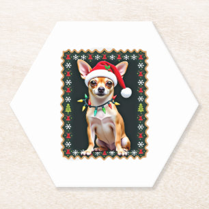 Dessous-de-verre En Papier Chihuahua Christmas Père Noël Ugly Sweater Amoureu