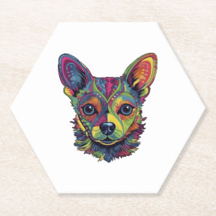 Dessous-de-verre En Papier Chihuahua peinture Abstraite couleur mignonne chie