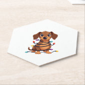 Dessous-de-verre En Papier Christmas Dachshund Lights (Incliné)
