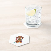 Dessous-de-verre En Papier Christmas Dachshund Lights (En situation)