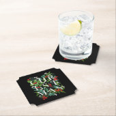Dessous-de-verre En Papier CHRISTMAS Greenery Berries Holiday Black (En situation)