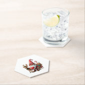 Dessous-de-verre En Papier Christmas Light Gnome Santa Claus Riding Sleigh Hi (En situation)