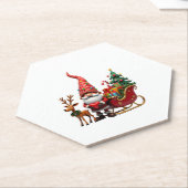 Dessous-de-verre En Papier Christmas Light Gnome Santa Claus Riding Sleigh Hi (Incliné)