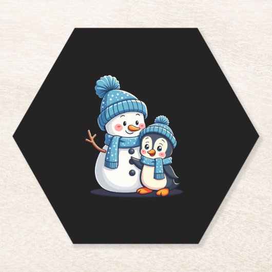Dessous-de-verre En Papier Christmas Merry Christmas For Gift Penguin Snowman (Devant)