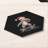 Dessous-de-verre En Papier CHRISTMAS SLOTH Funny Christmas Skateboard Sloth (Incliné)