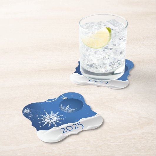 Dessous-de-verre En Papier Christmas Snowflake Snow Coaster 2025 Add Name (En situation)