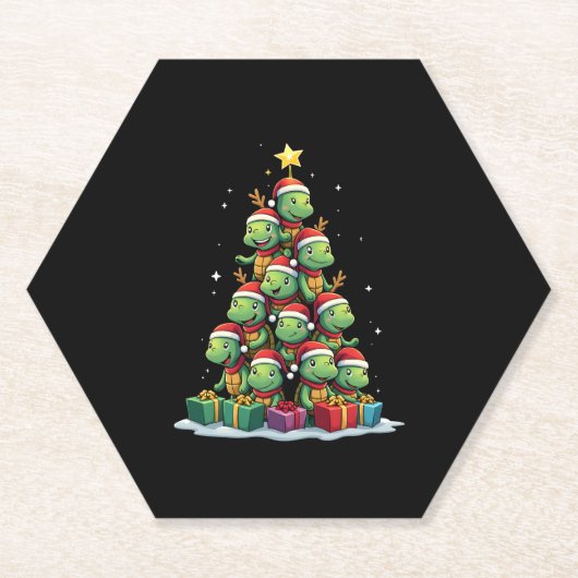 Dessous-de-verre En Papier Christmas Tree Sea Turtle Turtles Tortoise T-Shirt (Devant)