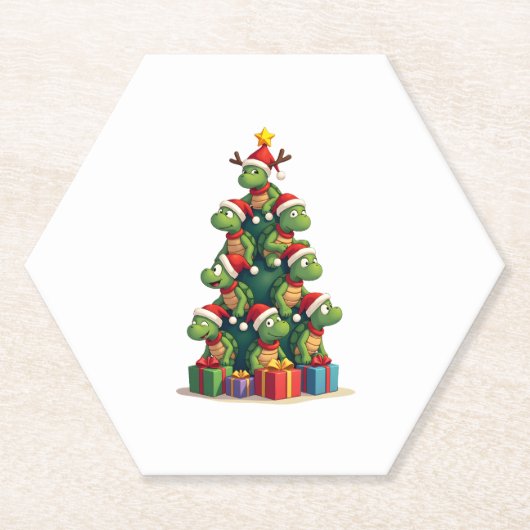 Dessous-de-verre En Papier Christmas Tree Sea Turtle Turtles Tortoise T-Shirt (Devant)