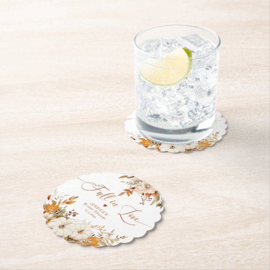 Dessous-de-verre En Papier Chute amoureuse douche nuptiale rustique (En situation)