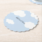 Dessous-de-verre En Papier Ciel bleu, Modèle de nuages blancs fluides (Incliné)