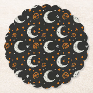 Dessous-de-verre En Papier Ciel nocturne fantaisiste croissant lune Halloween