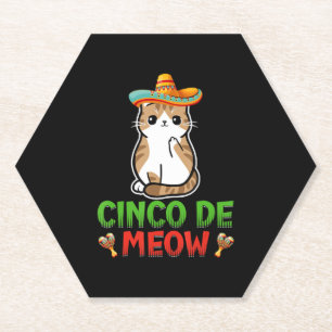 Dessous-de-verre En Papier Cinco De Meow Cute Cinco De Mayo Sombrero Taco Cat