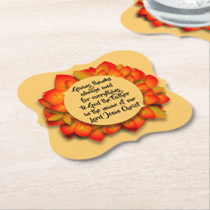 Dessous-de-verre En Papier Citation Bible Thanksgiving Autumn Leaf