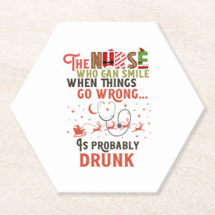 Dessous-de-verre En Papier Citation de jeu de Noël de l'infirmière drôle