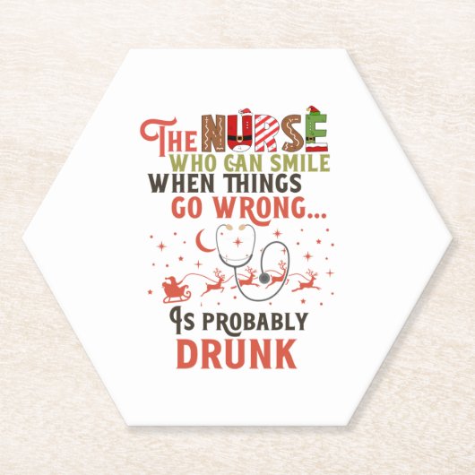 Dessous-de-verre En Papier Citation de jeu de Noël de l'infirmière drôle (Devant)