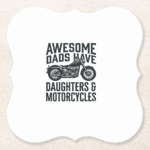 Dessous-de-verre En Papier Citation de papa et filles en moto, vecteur vintag