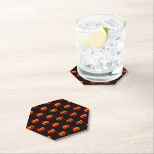 Dessous-de-verre En Papier Citrouille D'Halloween, Citrouille Orange Trou Ou 