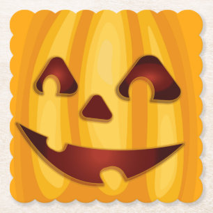 Dessous-de-verre En Papier Citrouille sculpté souriant design Halloween