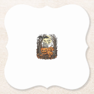 Dessous-de-verre En Papier Citrouilles d'Halloween Chat Gris Chauve-Souris Pl