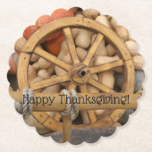Dessous-de-verre En Papier Citrouilles et Roue de la charrette rurale en bois (Devant)