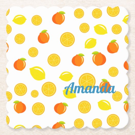 Dessous-de-verre En Papier Citrus joyeux : Citrons & Oranges (Devant)