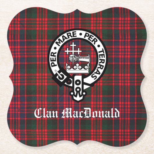 Dessous-de-verre En Papier Clan MacDonald Crest & Tartan moderne (Devant)