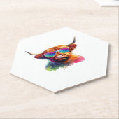 Dessous-de-verre En Papier Classe Scottish Highland Cow, Cowboy Boots & Flowe (Incliné)