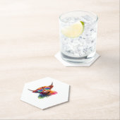 Dessous-de-verre En Papier Classe Scottish Highland Cow, Cowboy Boots & Flowe (En situation)