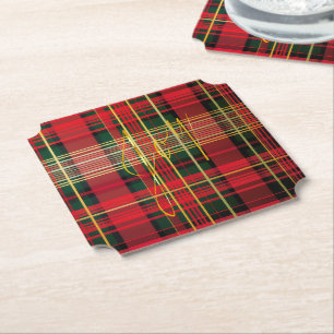Dessous-de-verre En Papier Classique Plaid Tartan 'Joy' Calligraphie décorati