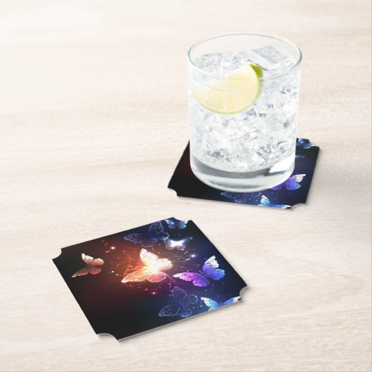 Dessous-de-verre En Papier Clowing Night Butterflies (En situation)