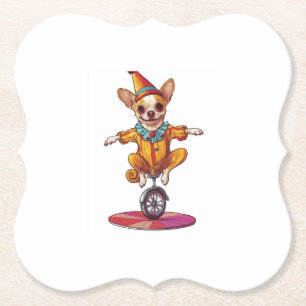 Dessous-de-verre En Papier Clown Chihuahua � Drôle de chien de cirque