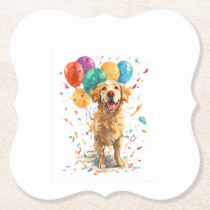 Dessous-de-verre En Papier Clown Retriever � Chien de Cirque avec Ballons