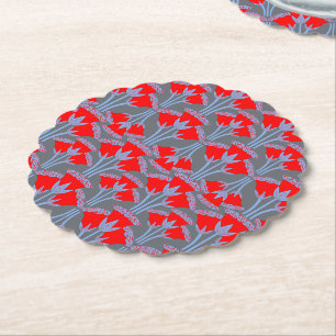 Dessous-de-verre En Papier Coaster en papier rond à bords festonnés Fleur de