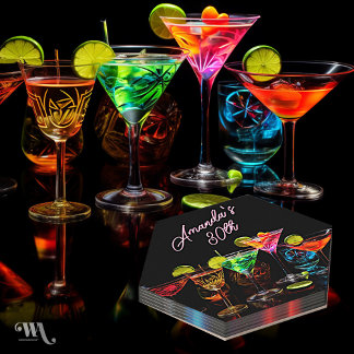 Dessous-de-verre En Papier Cocktail Adulte Neon Blacklight Anniversaire