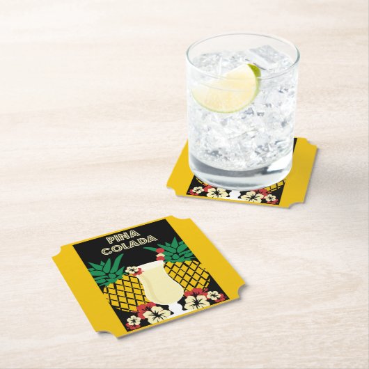 Dessous-de-verre En Papier Cocktail Piña Colada (En situation)