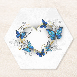 Dessous-de-verre En Papier Coeur bijoux avec papillons Morpho